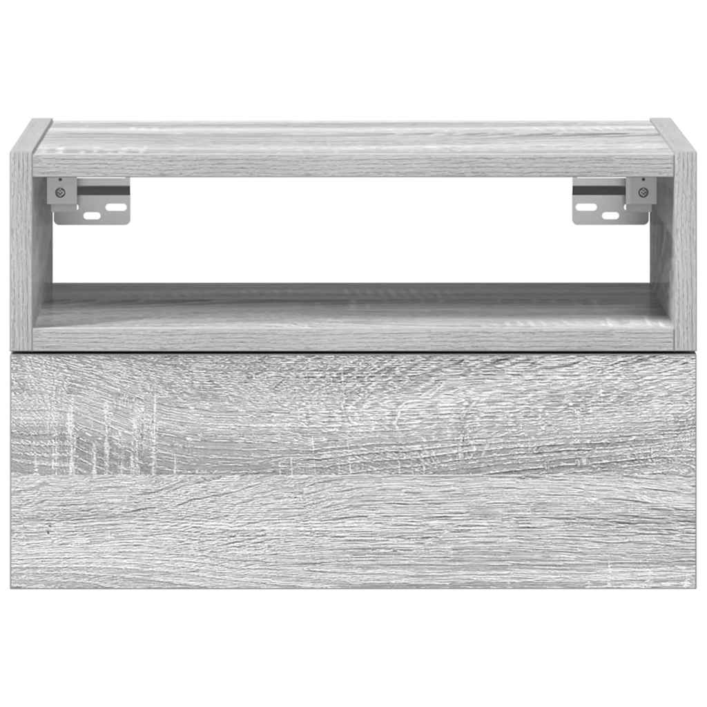 Mesas de cabeceira de parede 2 pcs 45x26x28,5cm cinzento sonoma