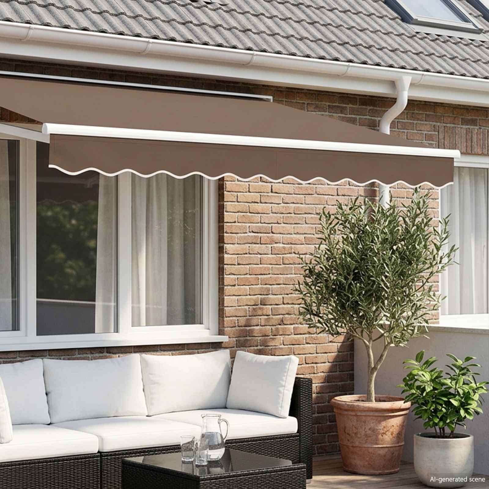 Substituição de valance de toldo cinzento-acastanhado poliéster