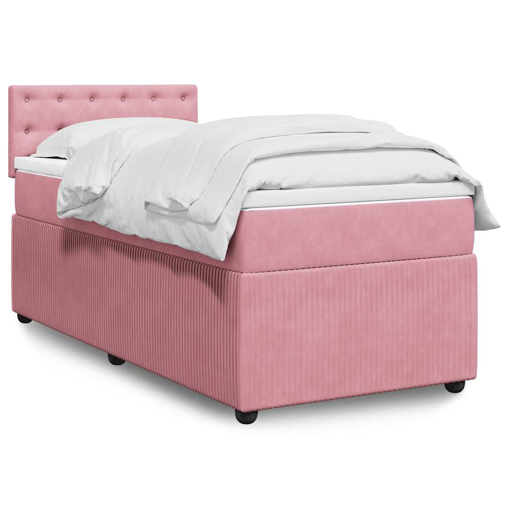 Cama com molas/colchão 90x200 cm veludo rosa