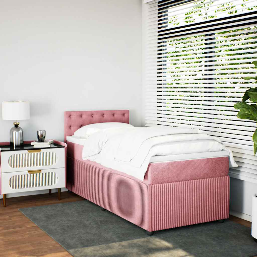 Cama com molas/colchão 90x200 cm veludo rosa