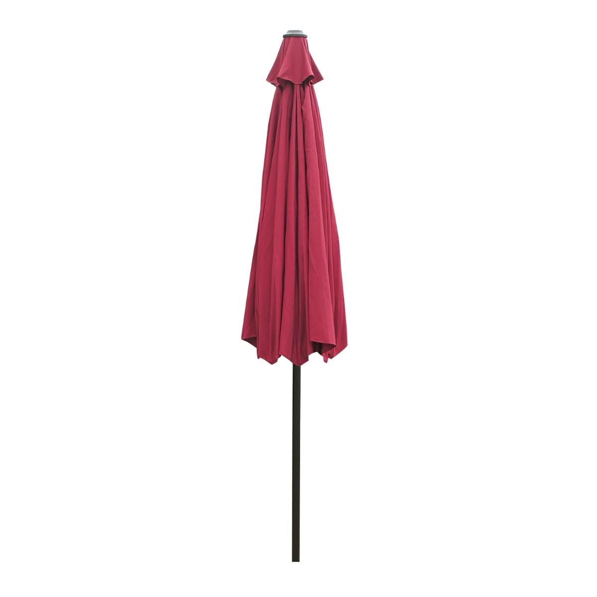 Chapéu de sol de jardim ø295x250cm com manivela chapéu de sol exterior com mecanismo de inclinação e mastro desmontável de metal para terraço piscina pátio vinho