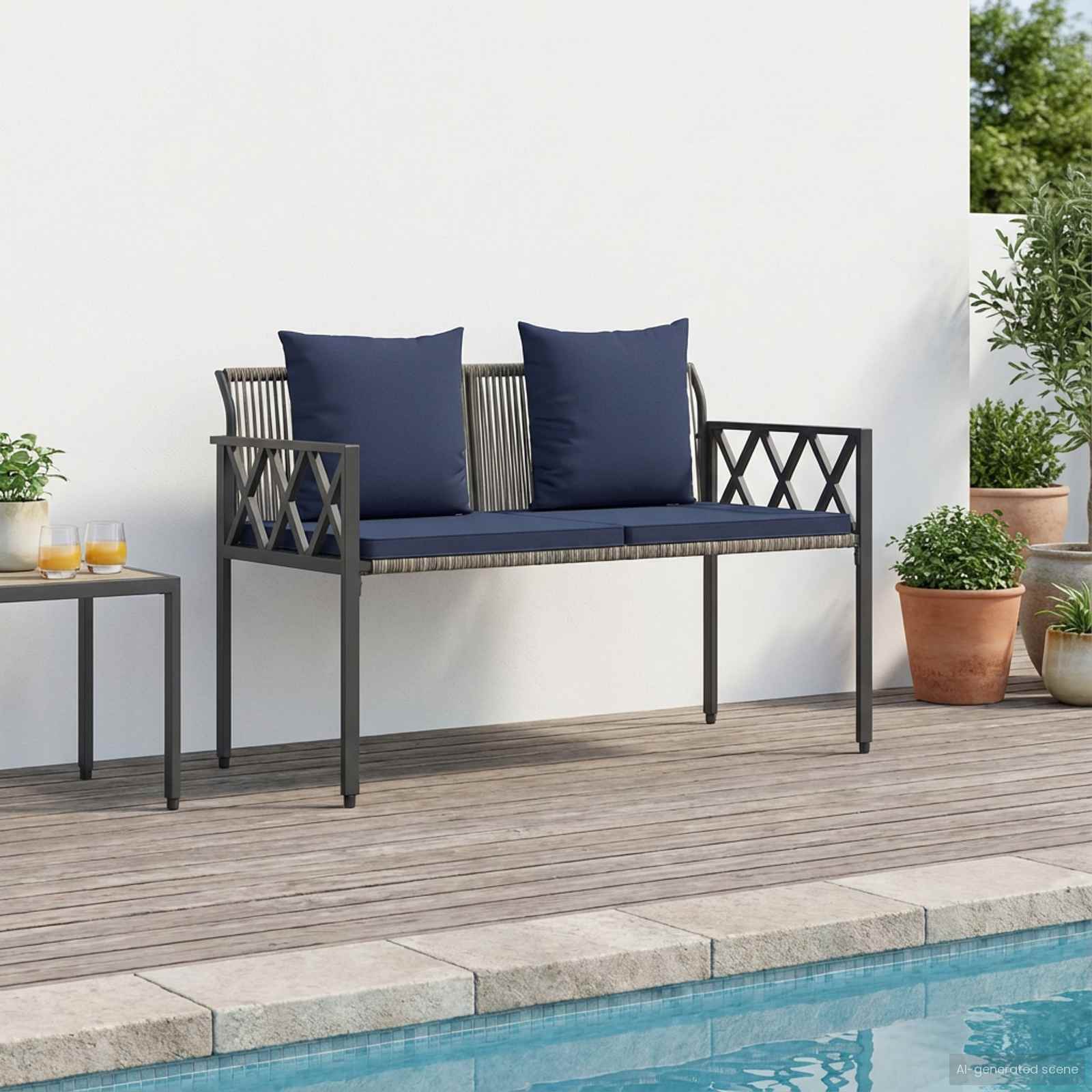 Bancos de exterior 2 -seater 116 x 56 x 75 cm vime PE