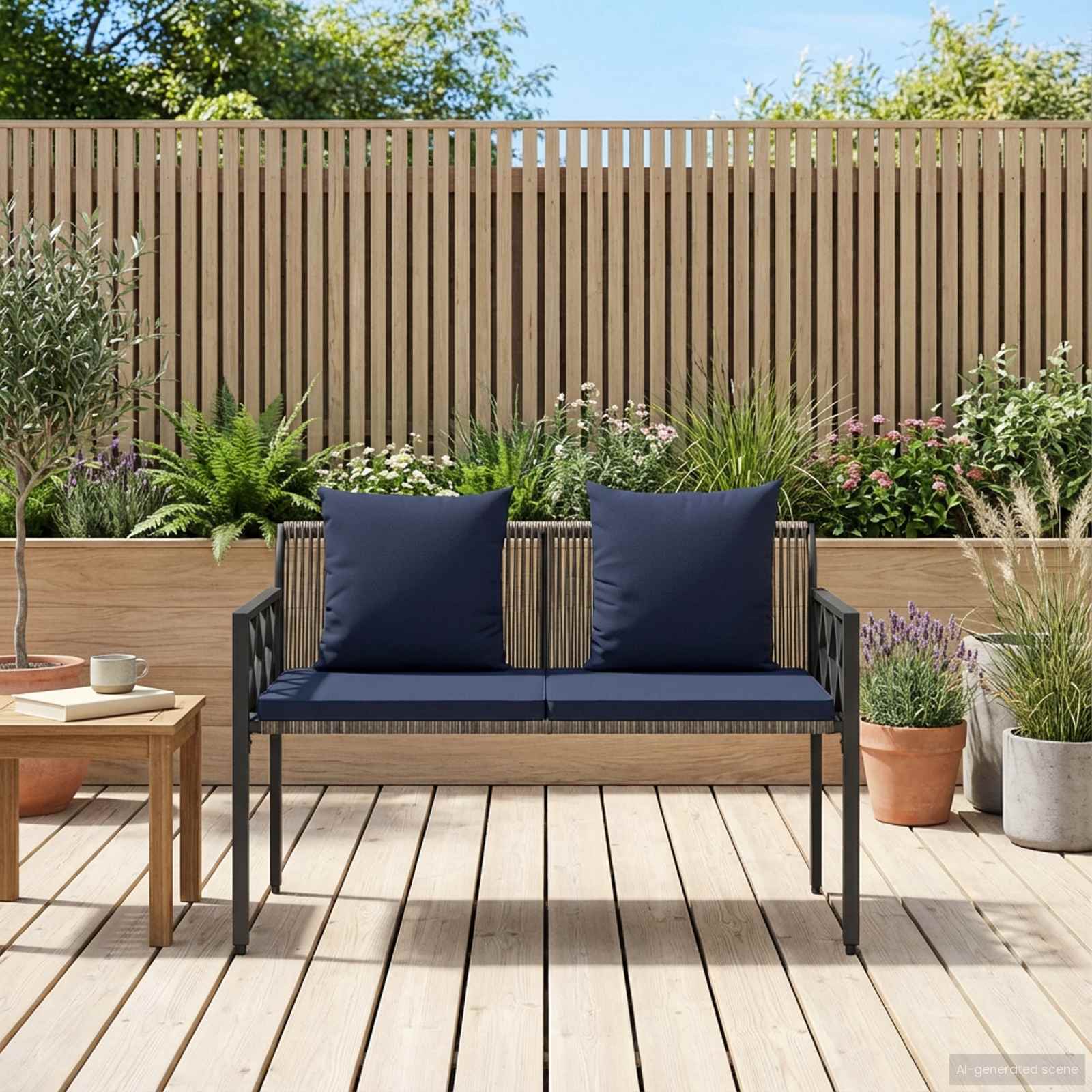 Bancos de exterior 2 -seater 116 x 56 x 75 cm vime PE