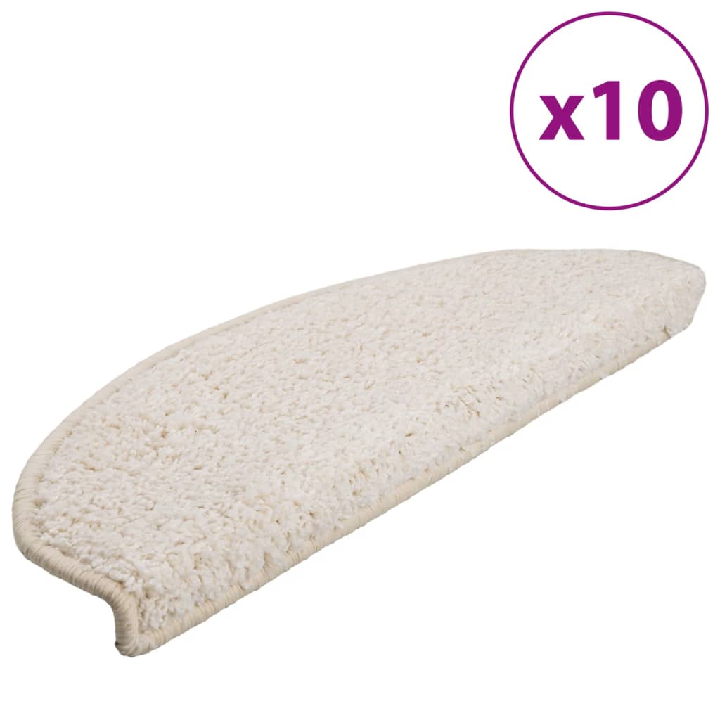 Tapetes de escada 10 peças 65x21x4 cm branco semicircular grande