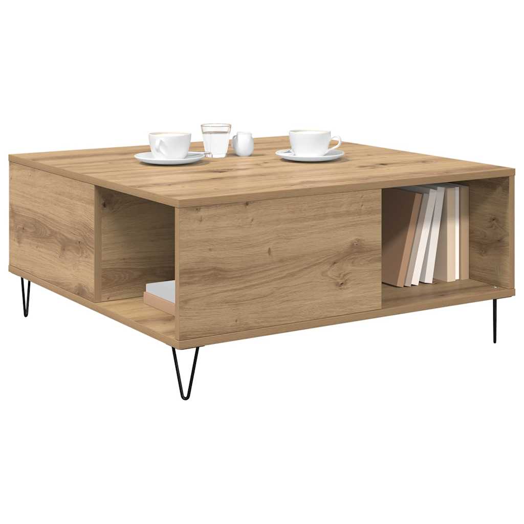 Mesa de centro carvalho artesanal 80 x 80 x 36,5 cm
