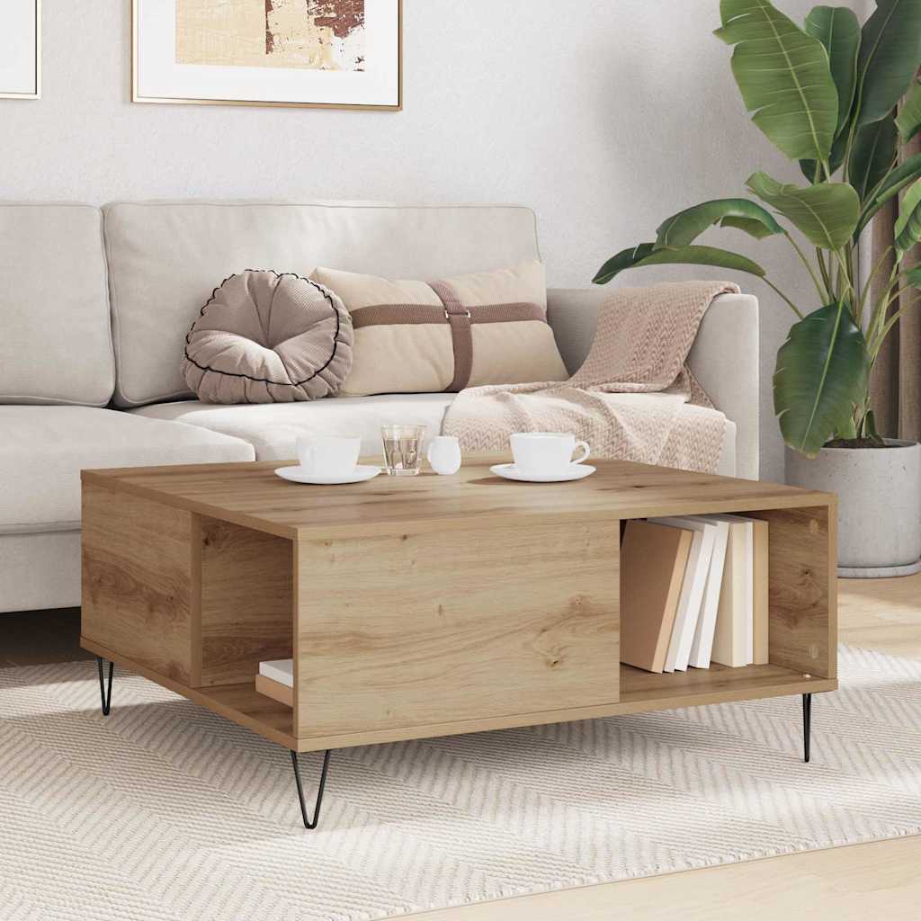 Mesa de centro carvalho artesanal 80 x 80 x 36,5 cm