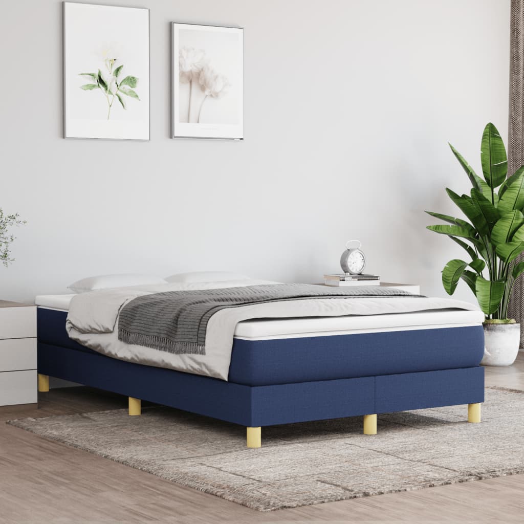Cama boxspring com colchão 120x190 cm tecido azul