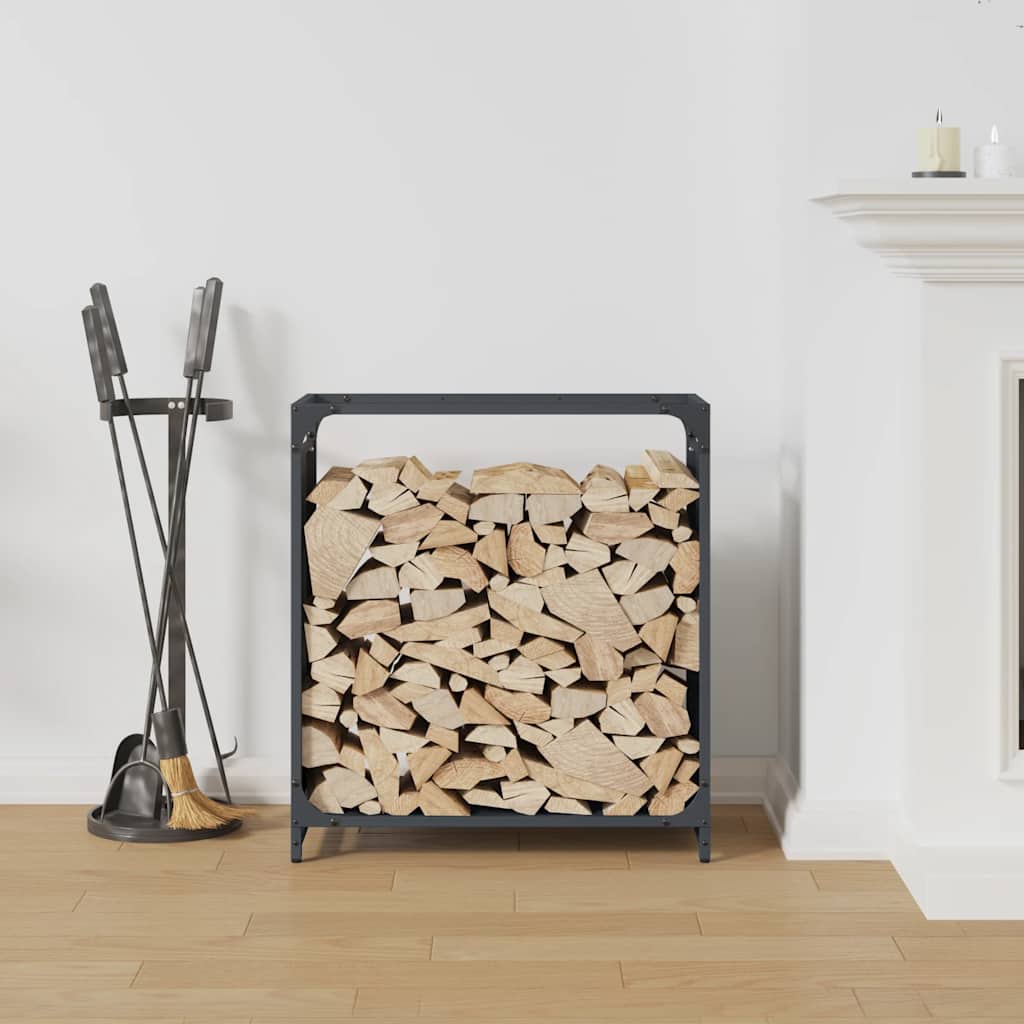 Suporte para lenha 60x28x65 cm aço laminado a frio antracite
