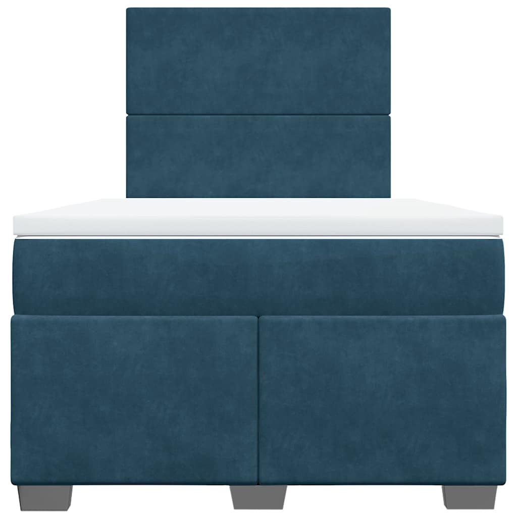 Cama boxspring com colchão 120x200 cm veludo azul