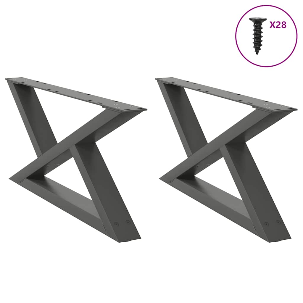 Pés para mesa de centro 2 peças antracite 70x(30-31,3) cm aço