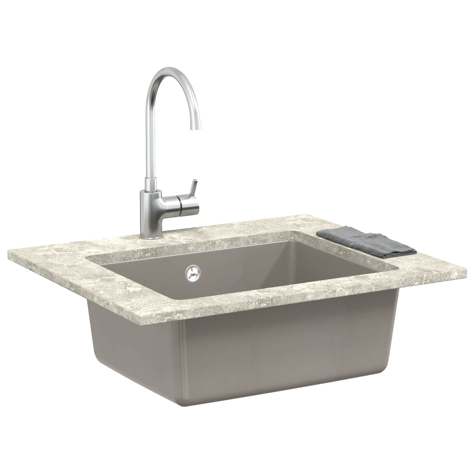 Pia cinzeto 530 x 460 mm 80% quartzo e 20% resina