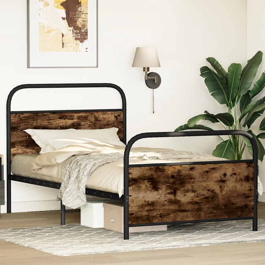 Estrutura cama s/ colchão derivados de madeira carvalho fumado