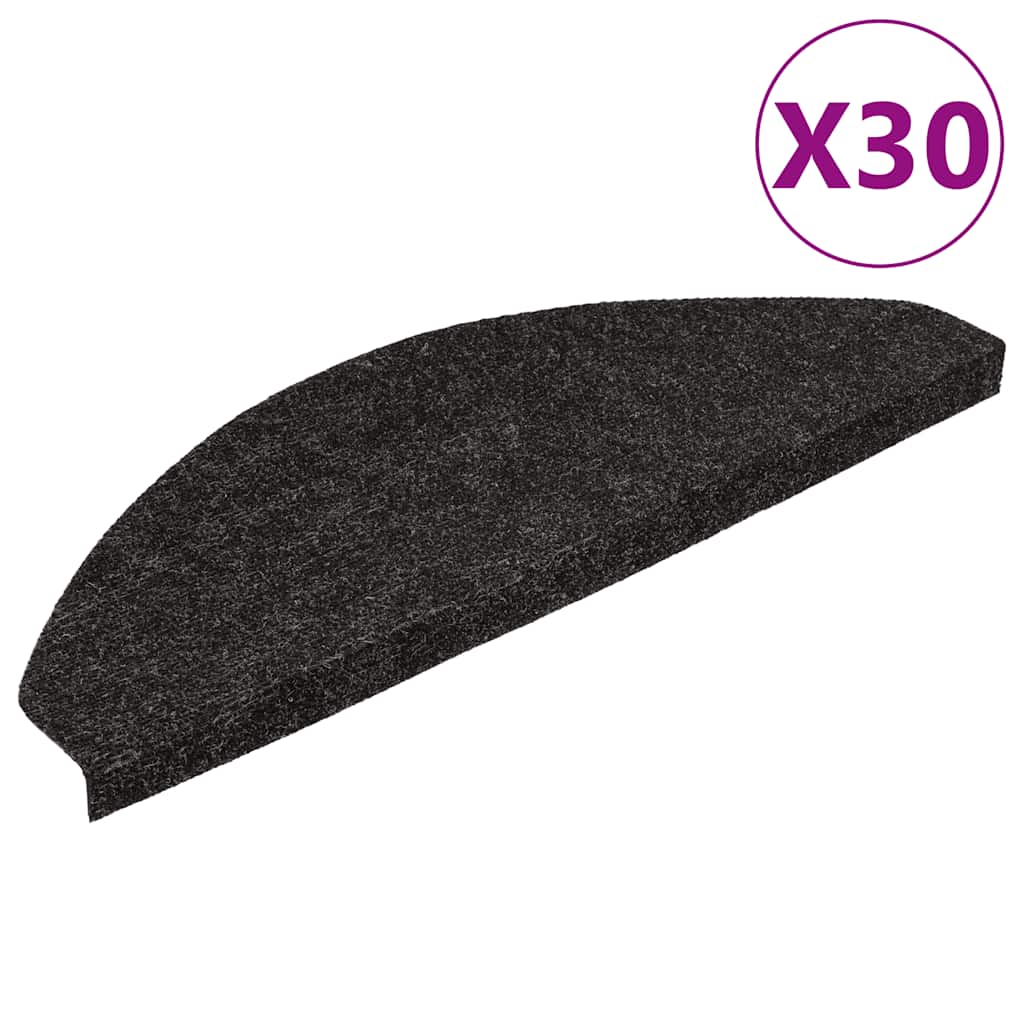 Tapetes de escada adesivos 30 pcs 56x17x3 cm preto