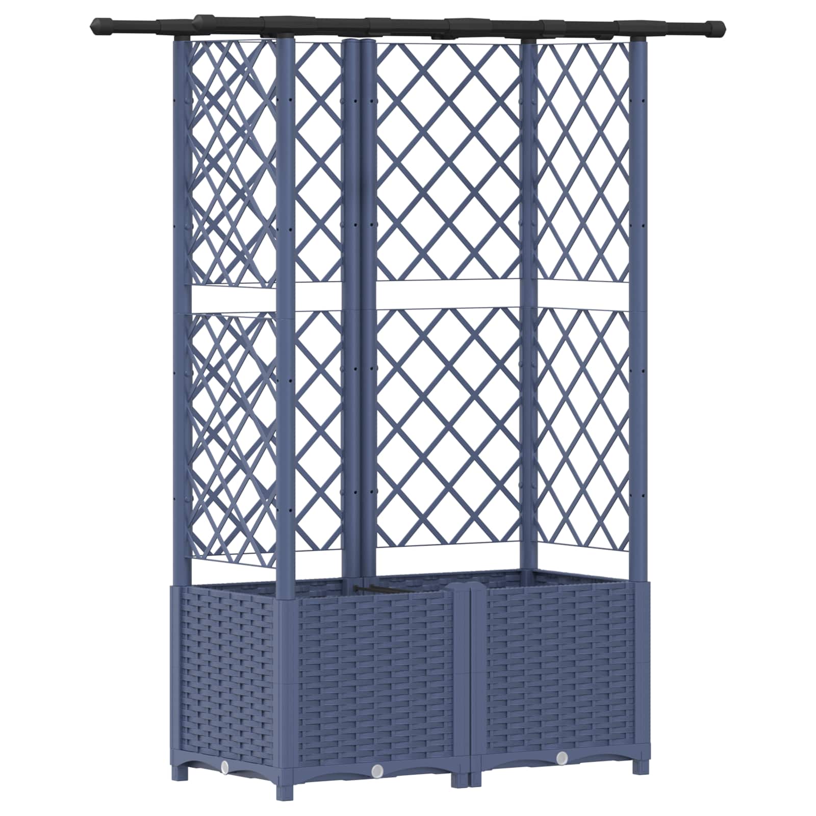 Cama elevada com treliça e telhado cinzento 124 x 40 x 136 cm
