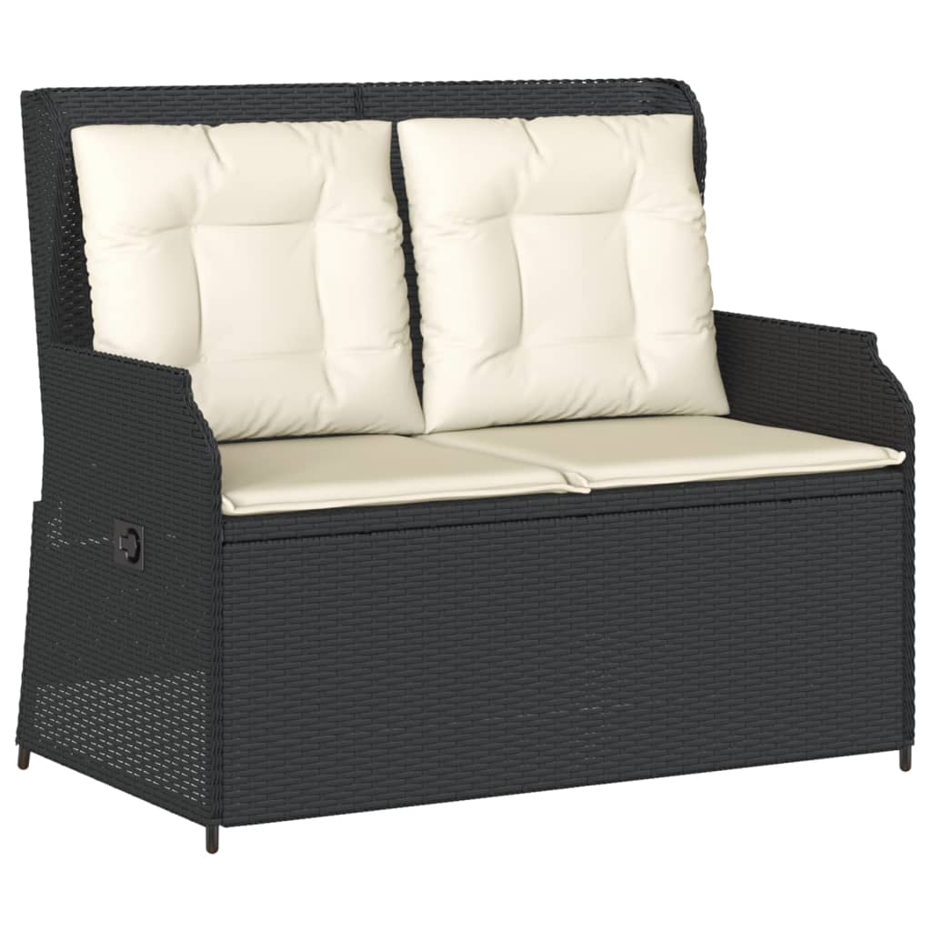 3 Pcs conjunto lounge de jardim c/ almofadões vime PE preto