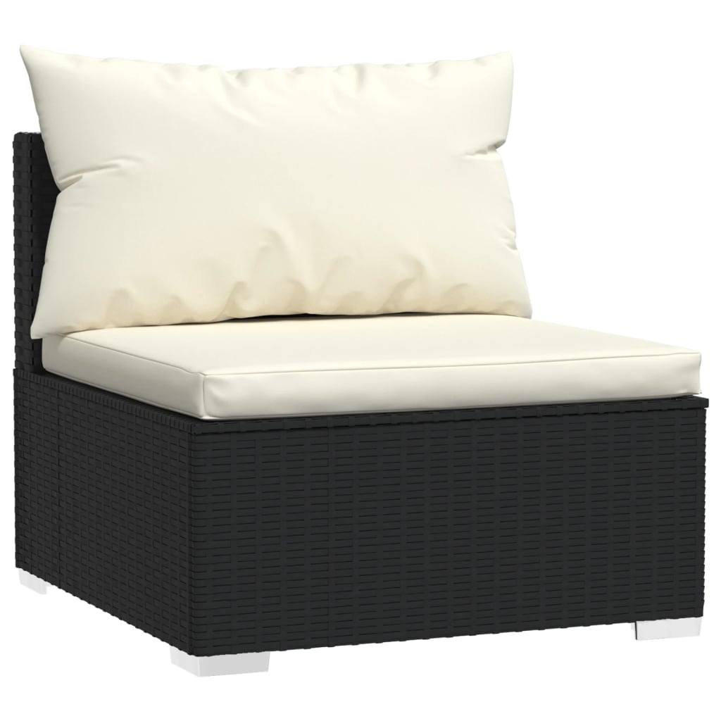 10 Pcs conjunto lounge de jardim c/ almofadões vime PE preto