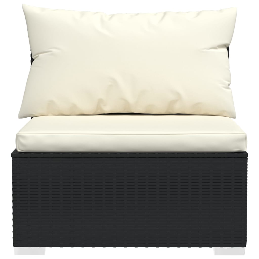 10 Pcs conjunto lounge de jardim c/ almofadões vime PE preto