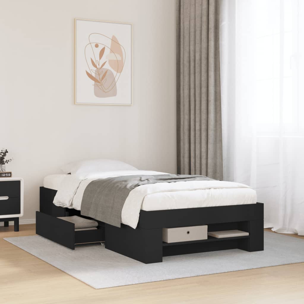 Estrutura de cama 75x190 cm derivados de madeira preto