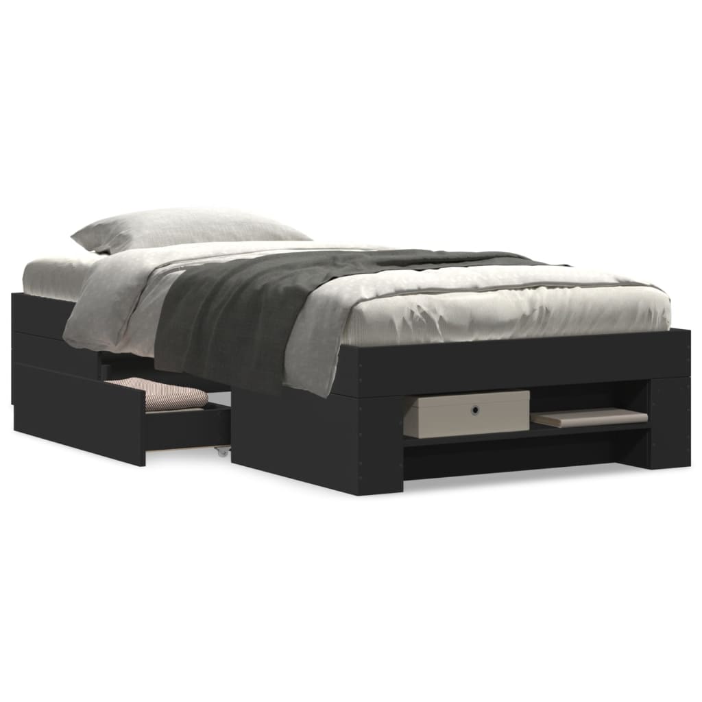 Estrutura de cama 75x190 cm derivados de madeira preto