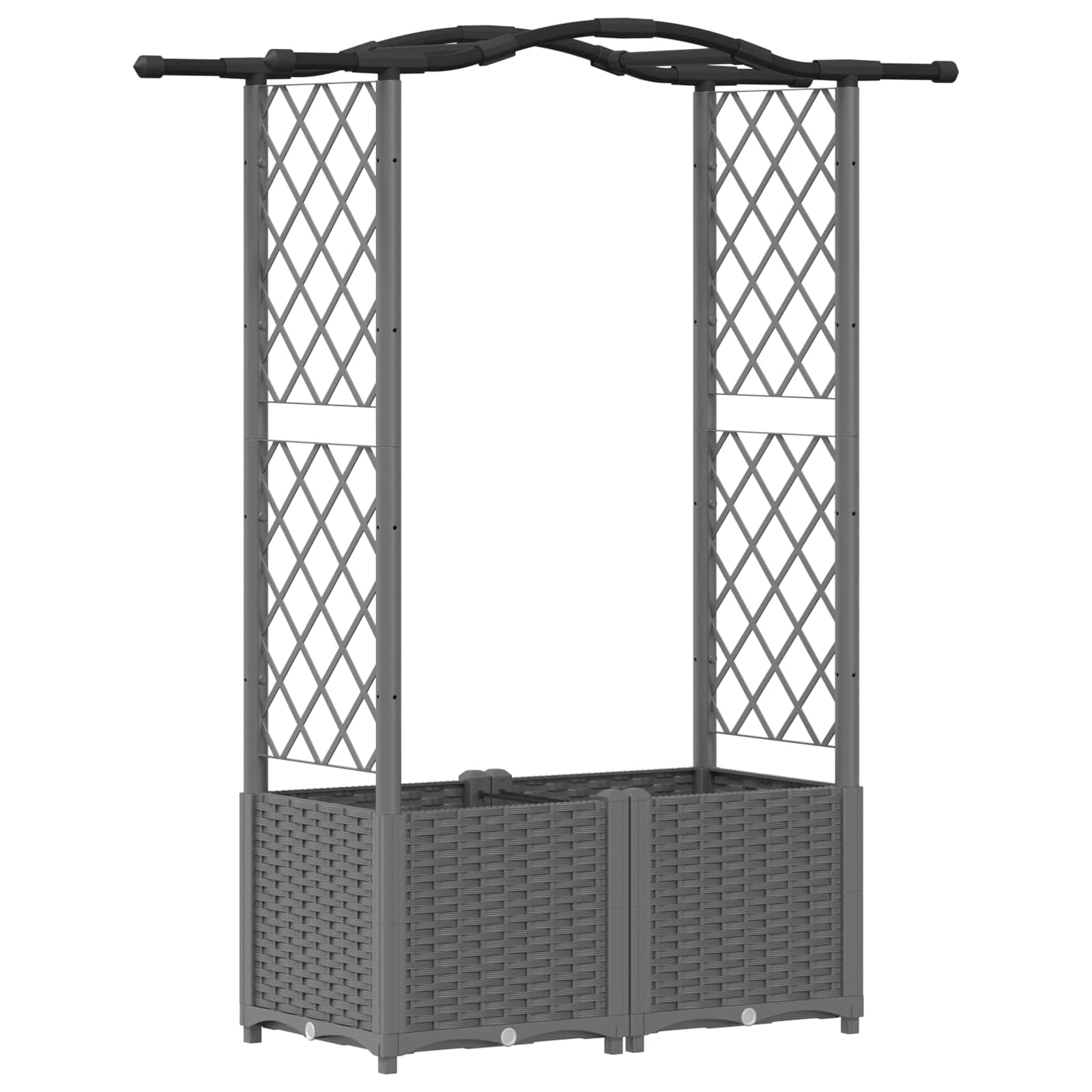 Cama elevada com treliça e telhado cinzento-claro PP