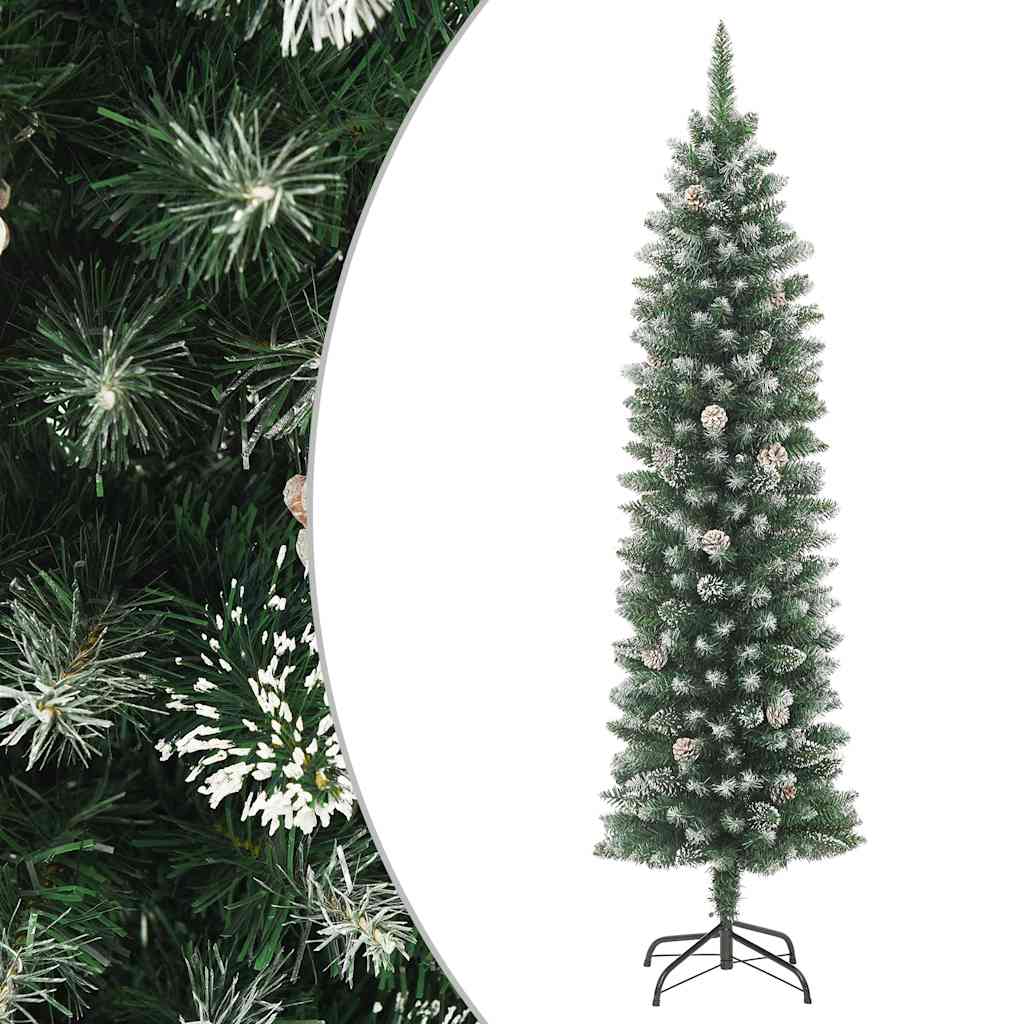 Árvore de natal artificial fina com suporte PVC 180 cm