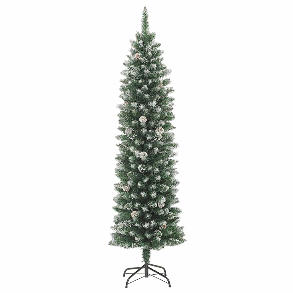 Árvore de natal artificial fina com suporte PVC 180 cm