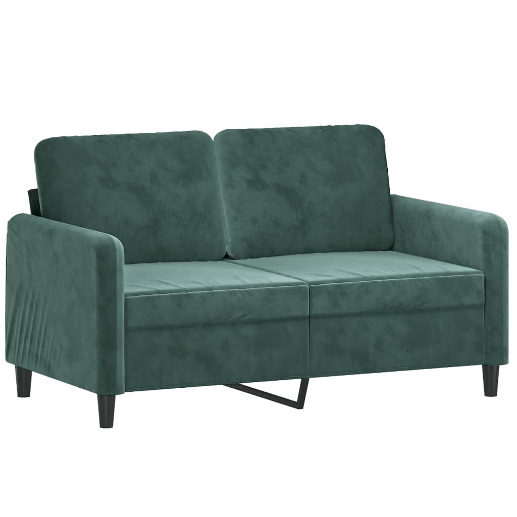 3 Pcs conjunto de sofás com almofadas veludo verde-escuro