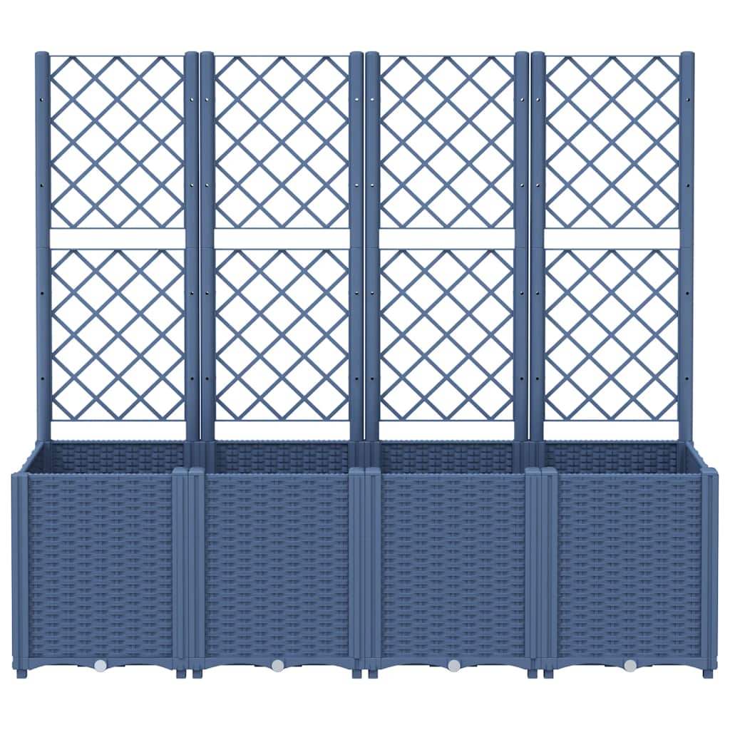 Vaso/floreira de jardim c/ treliça 160x40x140 cm PP cinzento azul