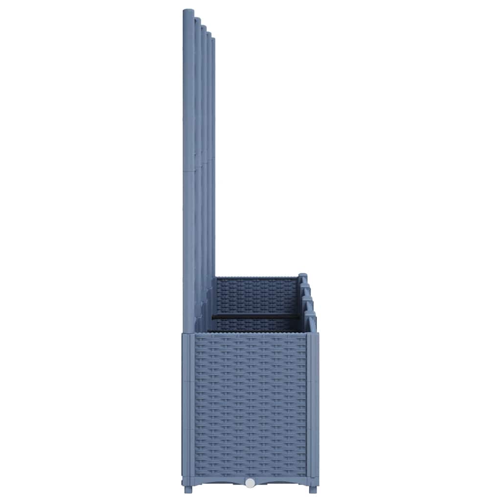 Vaso/floreira de jardim c/ treliça 160x40x140 cm PP cinzento azul