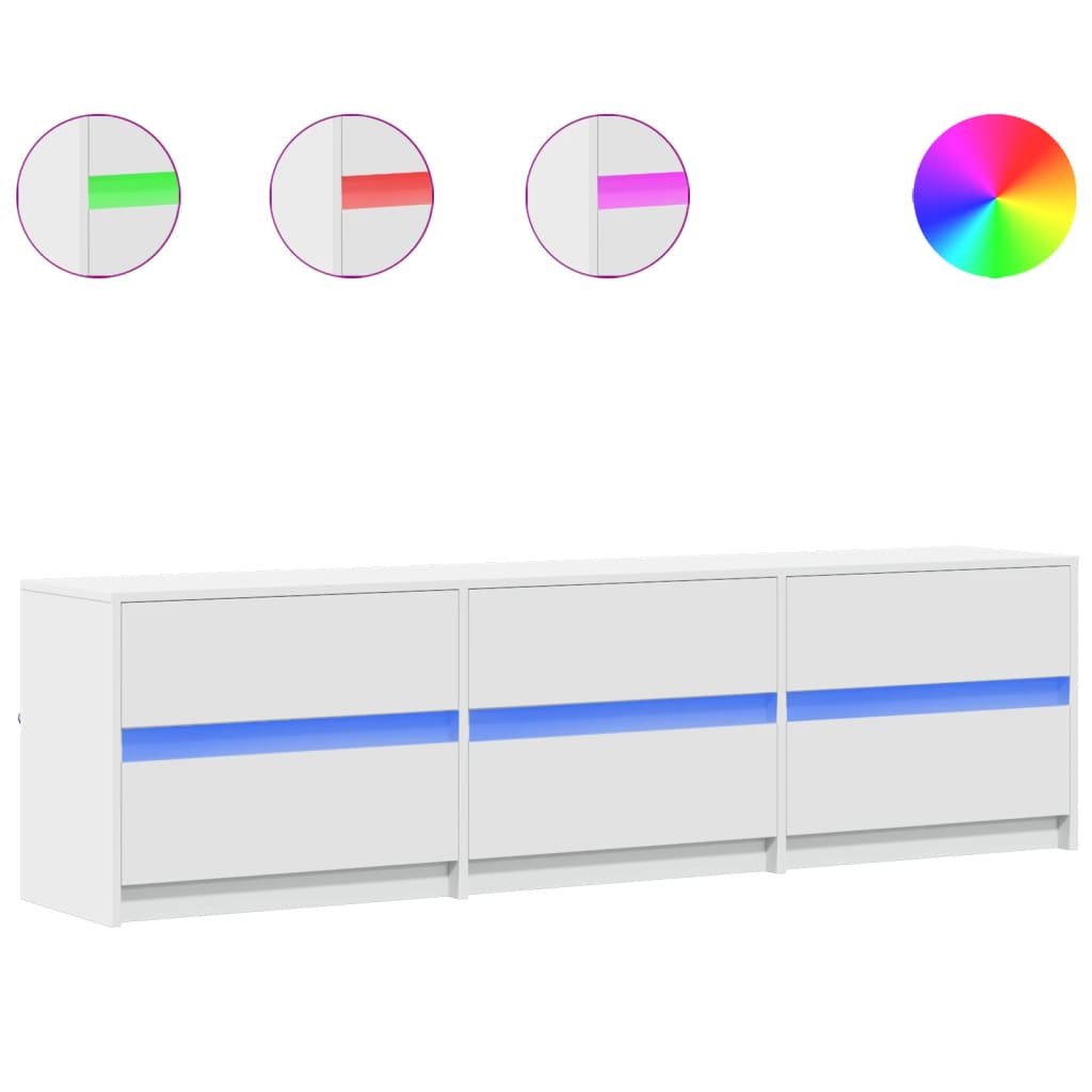Móvel de TV com luzes LED derivados de madeira branco