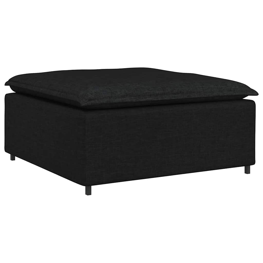 Sofá modular com pufes e almofadas tecido preto