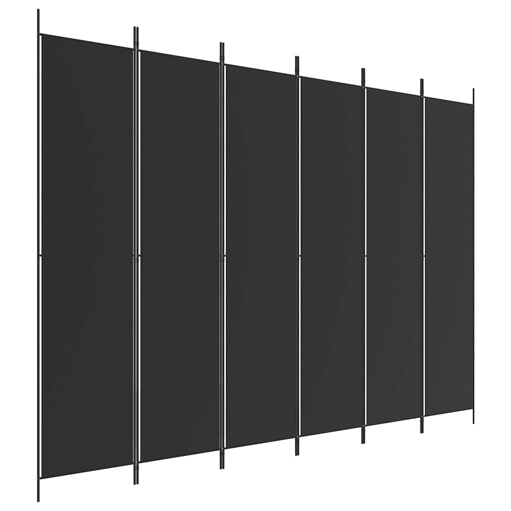 Divisória de quarto com 6 painéis 300x220 cm tecido preto