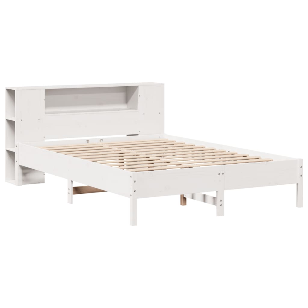 Cama com estante sem colchão 150x200 cm pinho maciço branco
