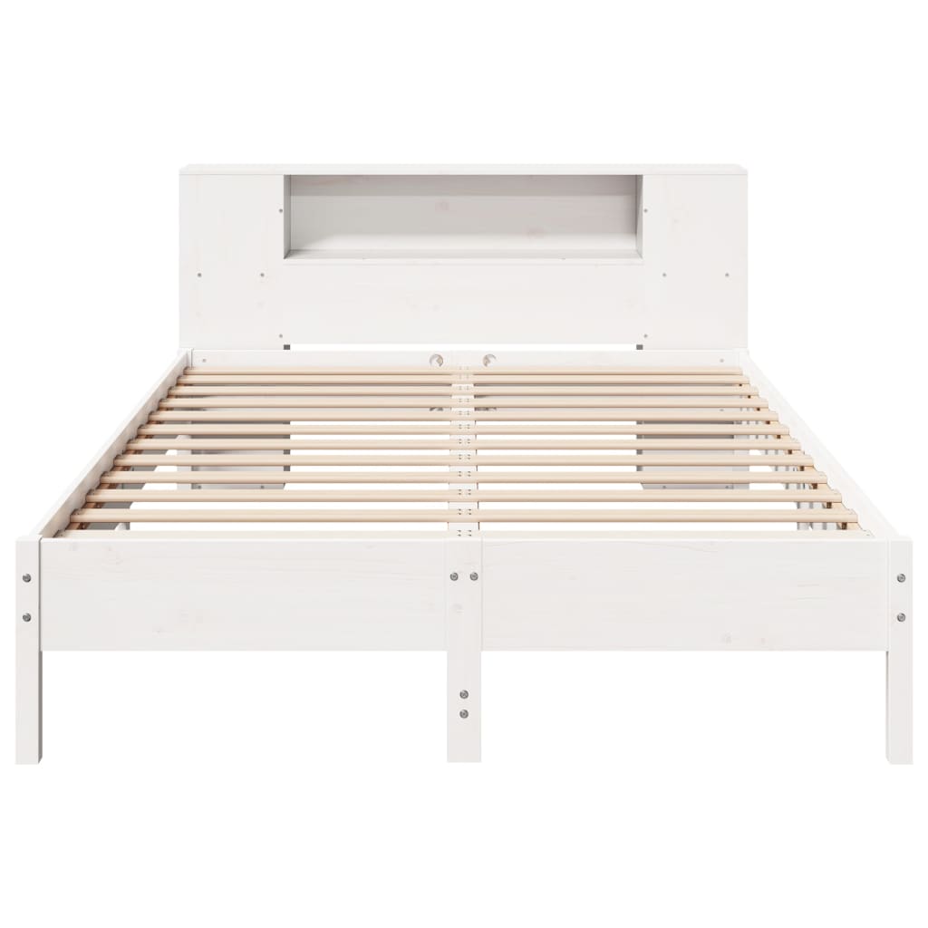 Cama com estante sem colchão 150x200 cm pinho maciço branco