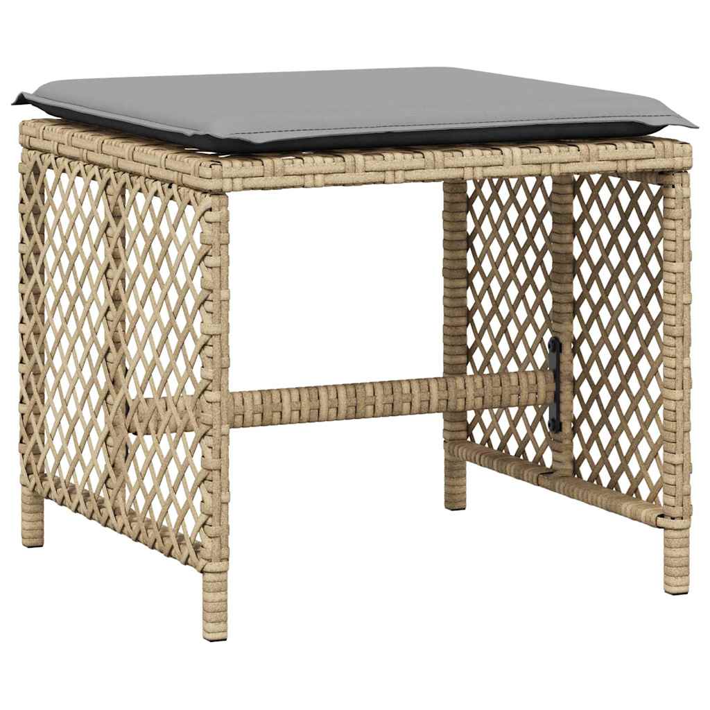 Bancos jardim almofadões 4 pcs 41x41x36 cm vime PE mistura bege