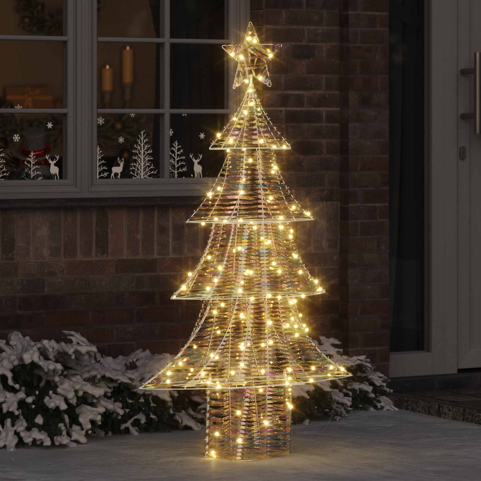 Árvore de natal com 160 leds branco quente 150 cm PET