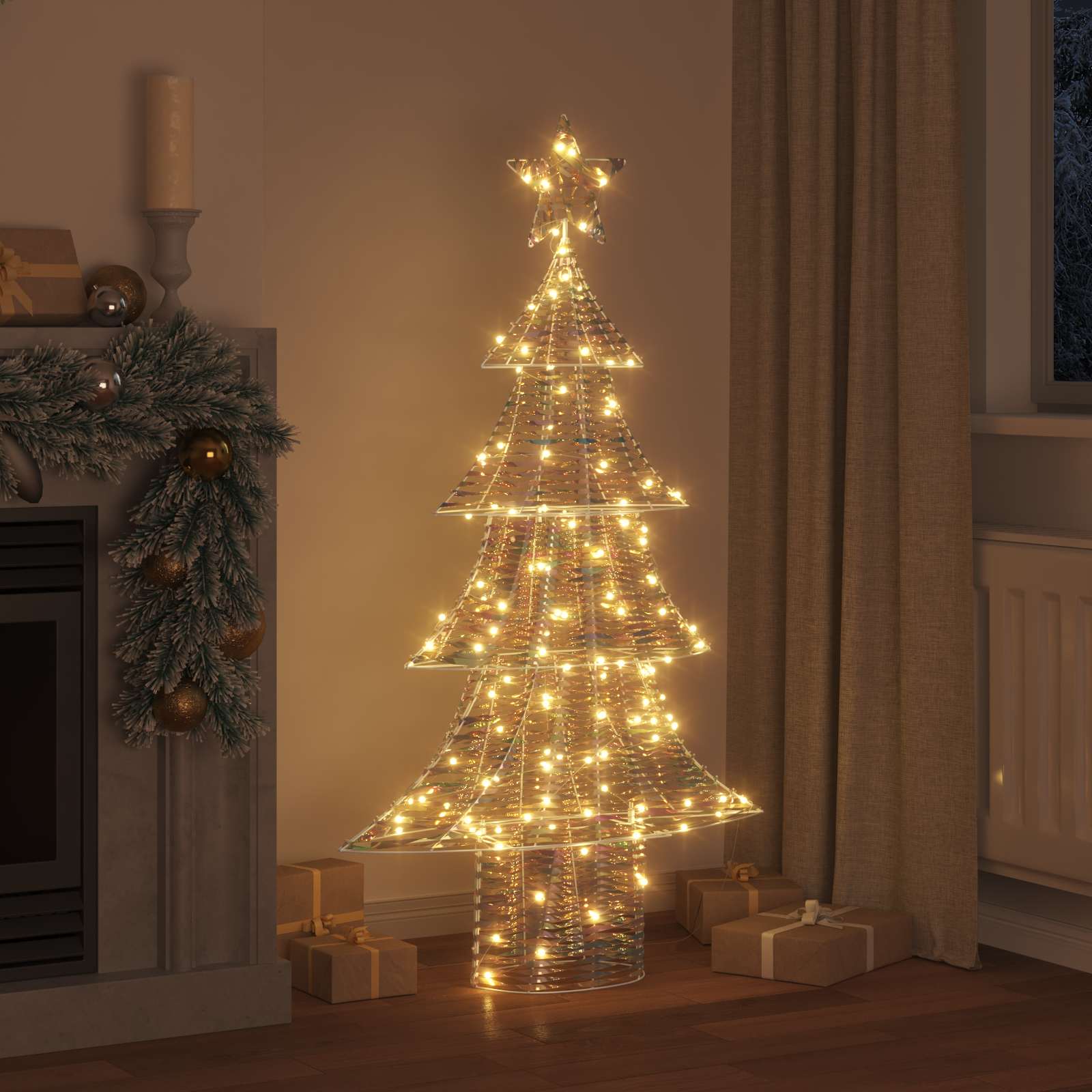 Árvore de natal com 160 leds branco quente 150 cm PET