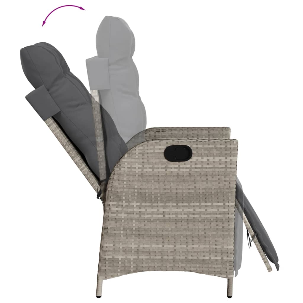 3 Pcs conjunto de jantar p/ jardim c/ almofadões cinzento claro