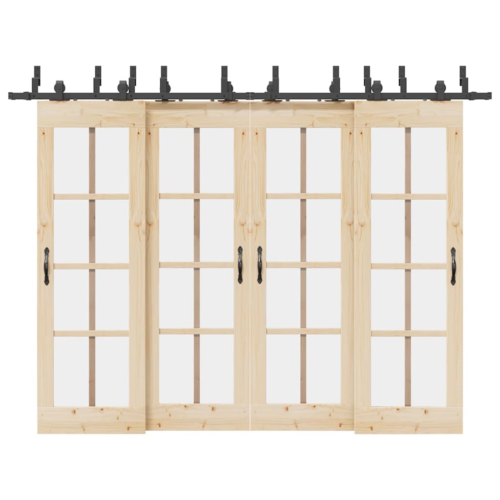 Kit de ferragens para porta deslizante 305 cm aço preto