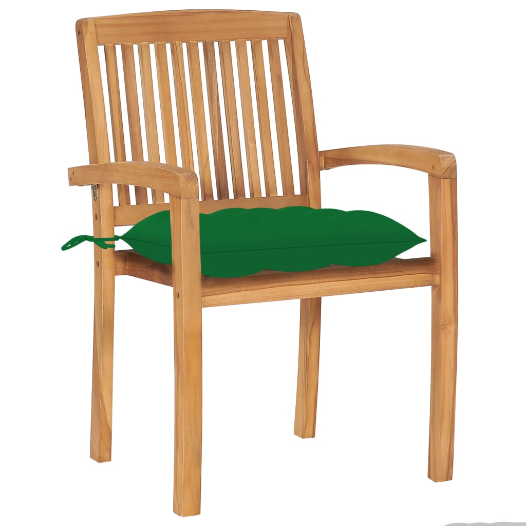 Cadeiras de jardim empiháveis c/ almofadões 8 pcs teca maciça
