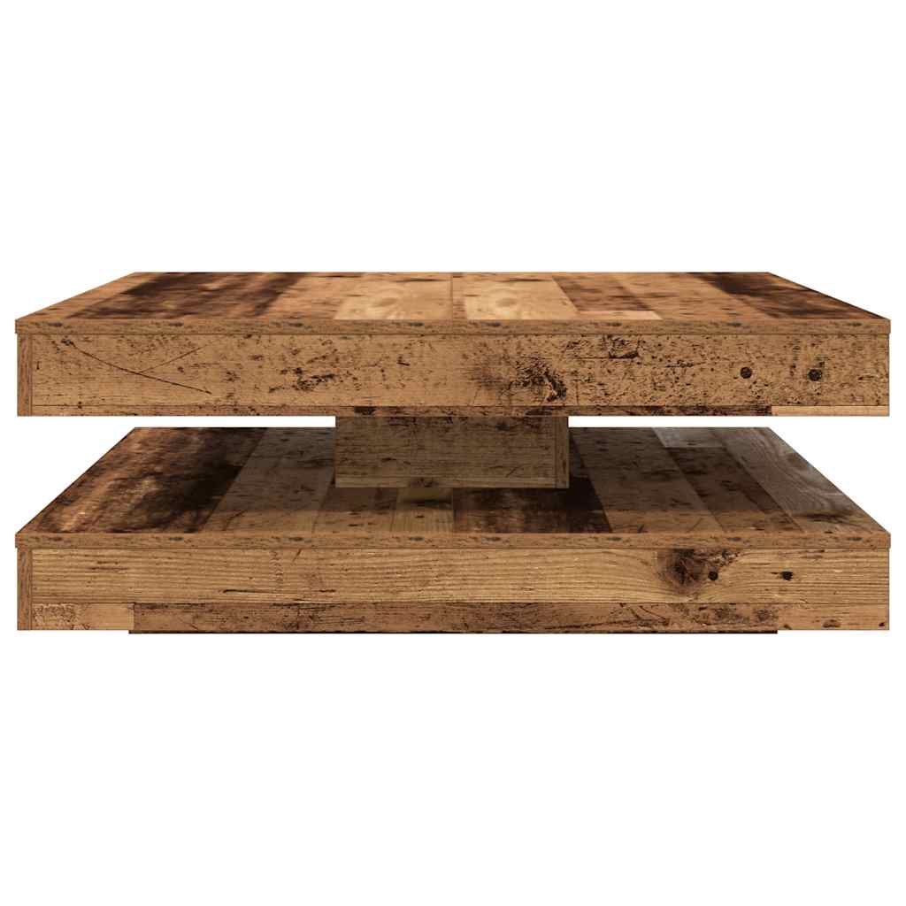 Mesa de centro rotativa a 360 graus 90x90x34,5 cm madeira velha