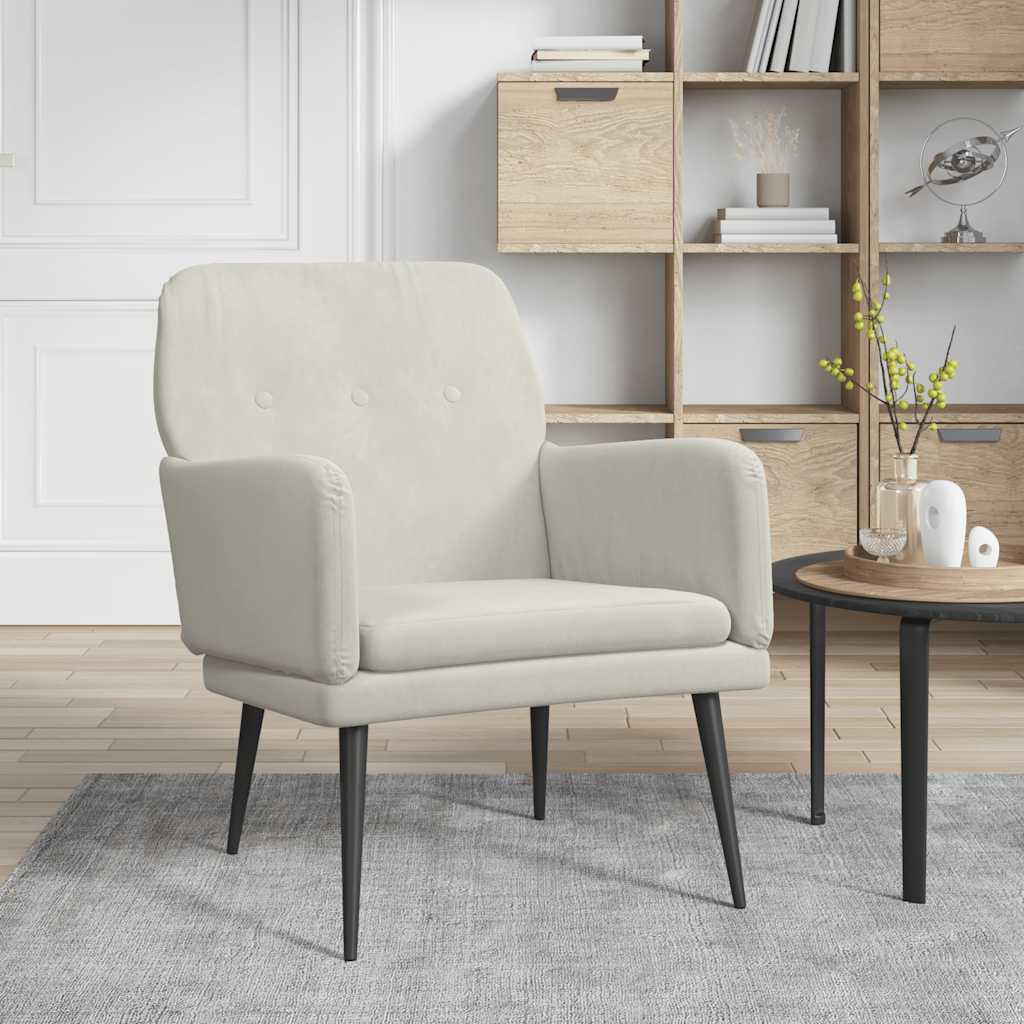 Cadeira c/ apoio de braços 62x79x79 cm veludo cor creme