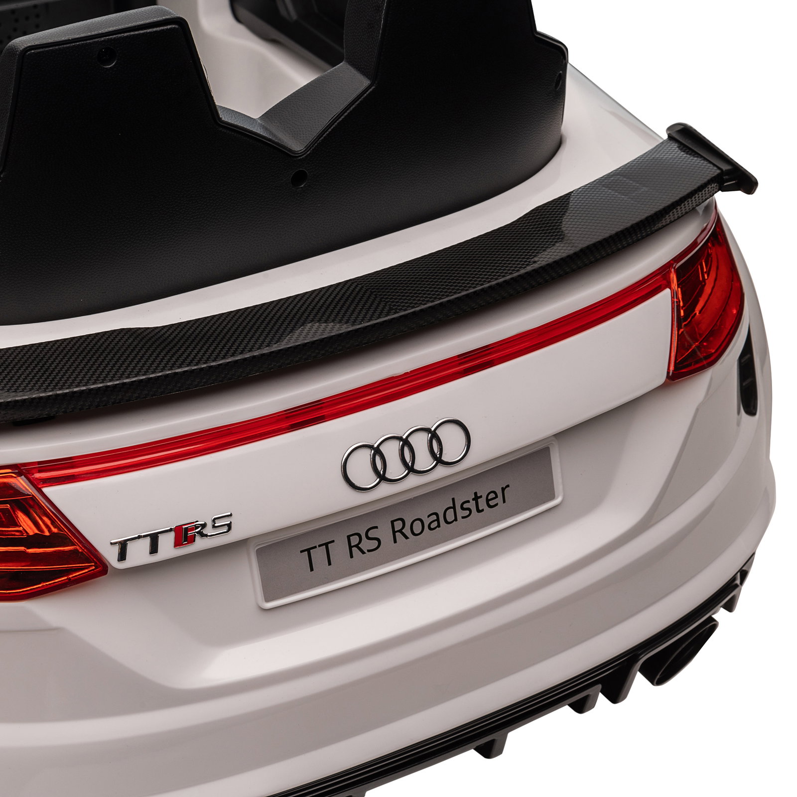 Carro elétrico audi tt para crianças acima de 3 anos com controlo remoto música e luzes bateria 12v 102x60x44 cm branco