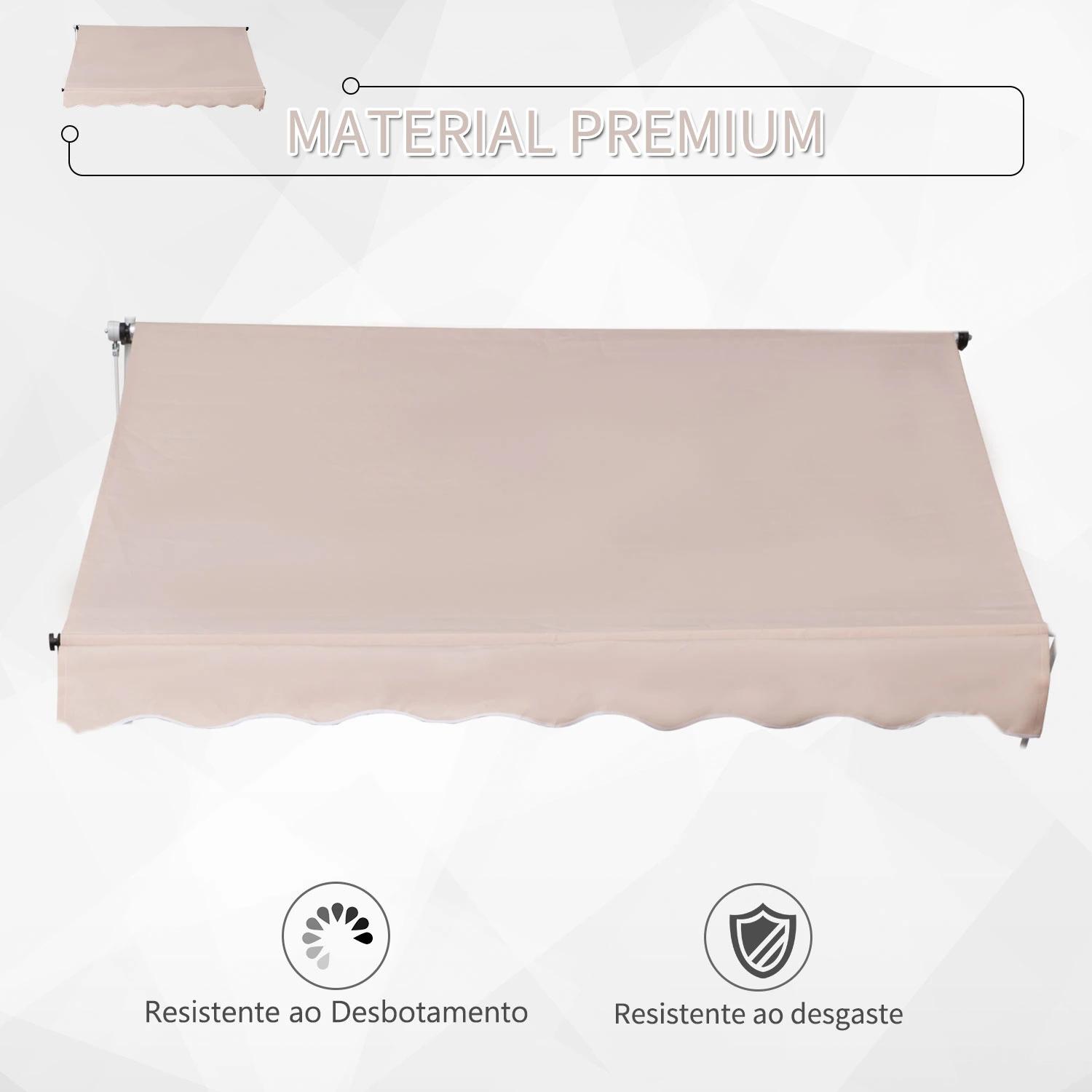 Toldo Manual Retrátil 200x150 cm com Manivela de Alumínio Ângulo Ajustável Proteção Solar para Varanda Jardim Pátio Branco