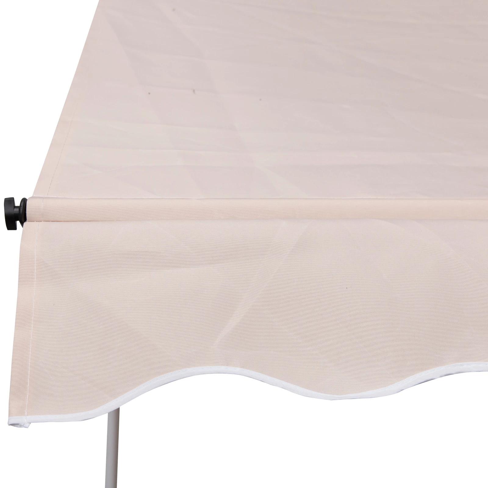 Toldo Manual Retrátil 200x150 cm com Manivela de Alumínio Ângulo Ajustável Proteção Solar para Varanda Jardim Pátio Branco