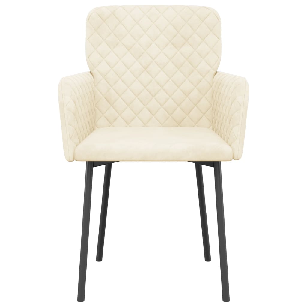 Cadeiras de jantar 2 pcs veludo cor creme