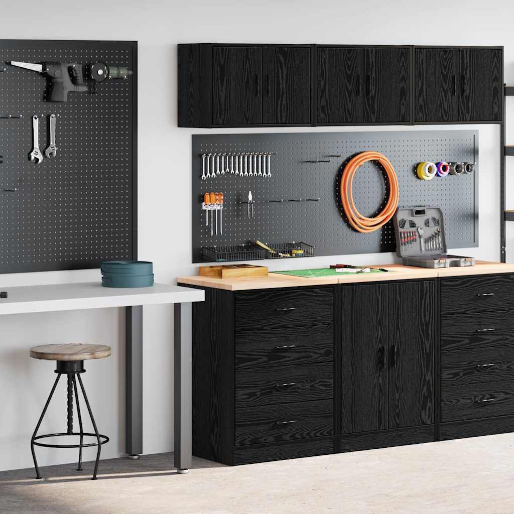 Armários de garagem 2 pcs derivados de madeira preto