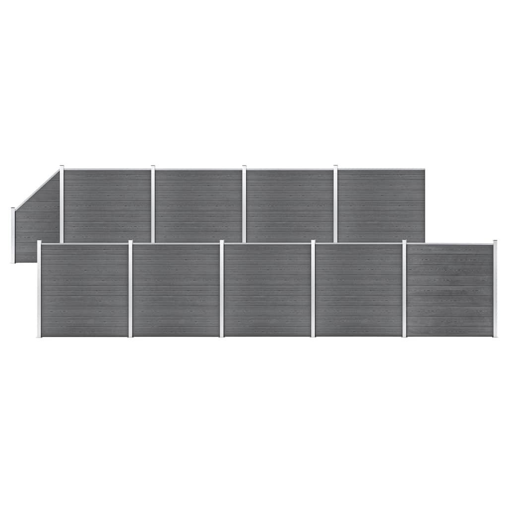Painel vedação wpc 9 quadrados + 1 inclinado 1657x186cm cinzento