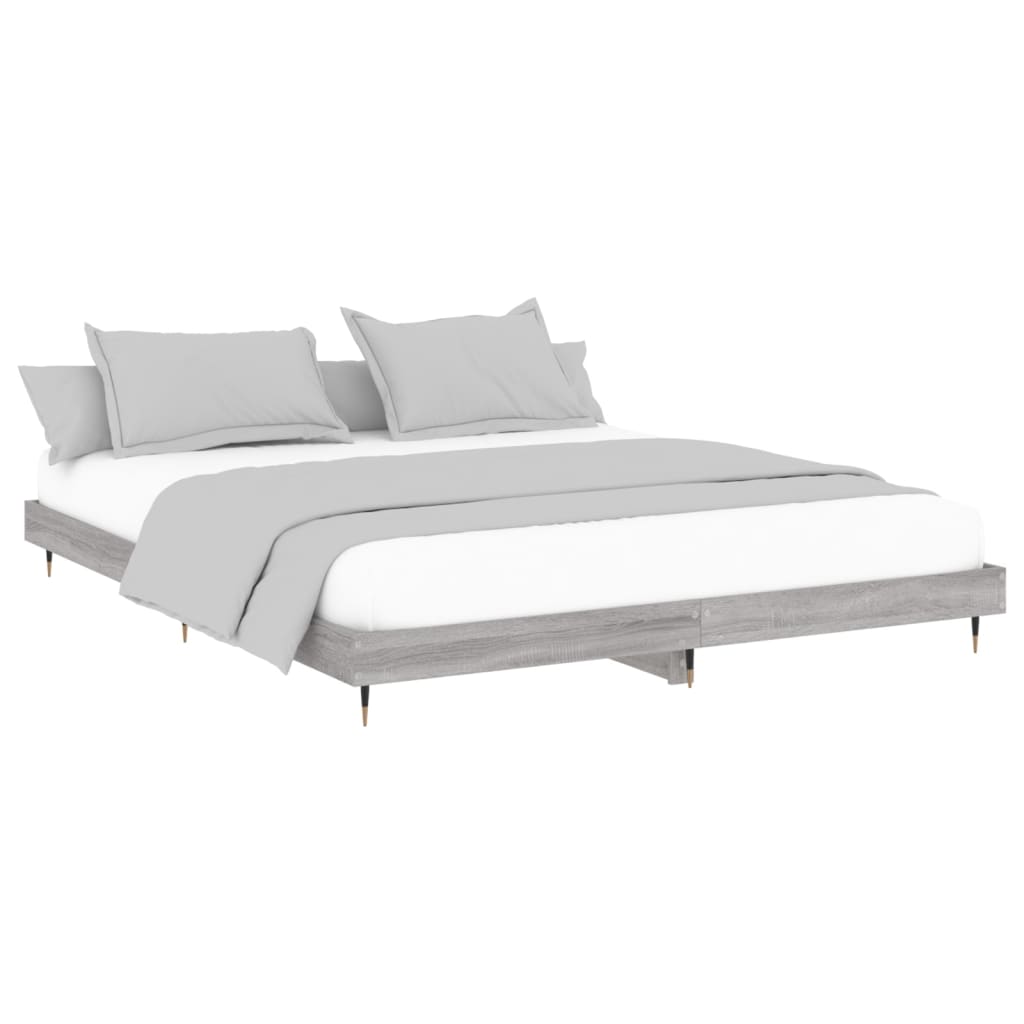 Estrutura de cama 120x200 cm derivados de madeira cinza sonoma