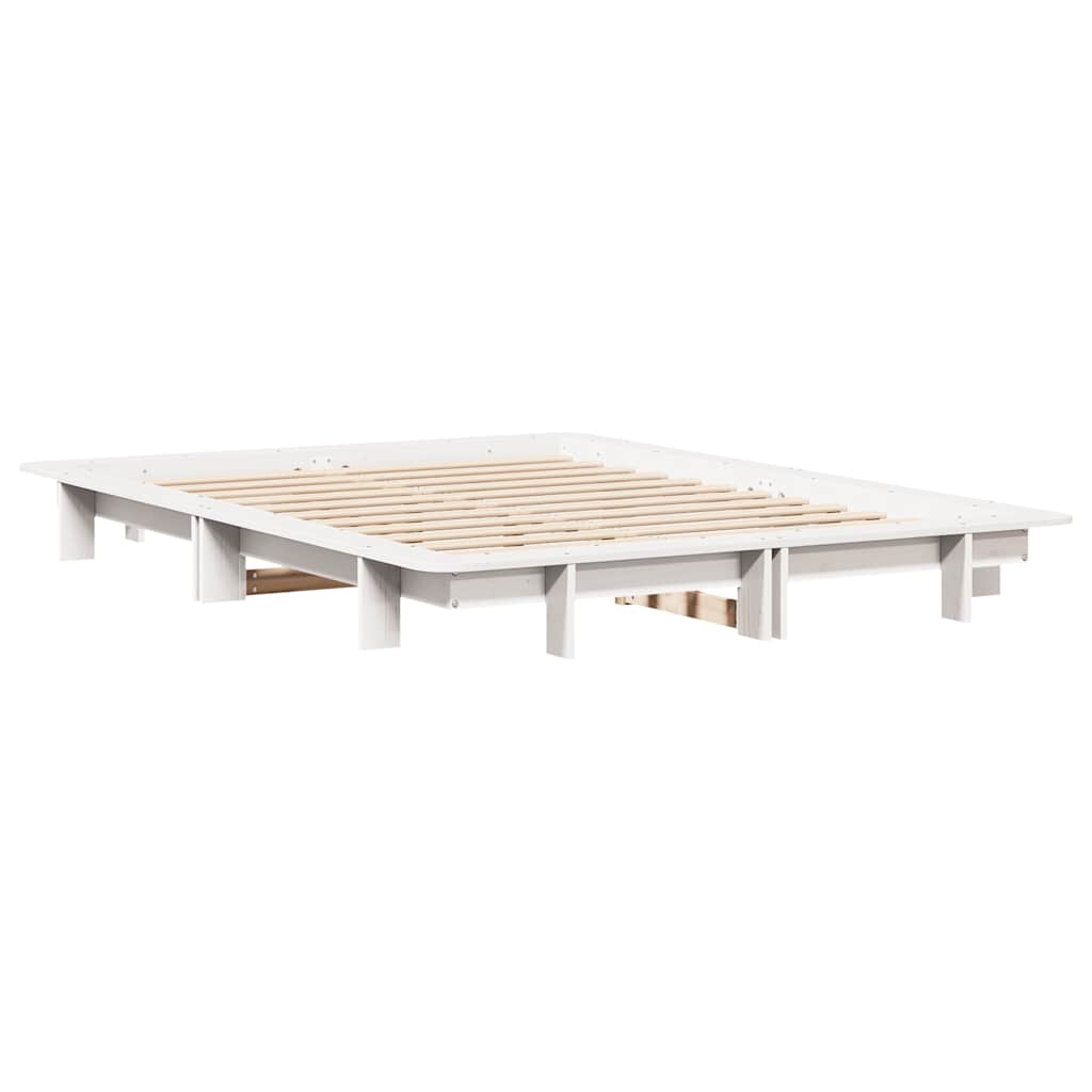 Cama sem colchão 150x200 cm madeira de pinho maciça branco
